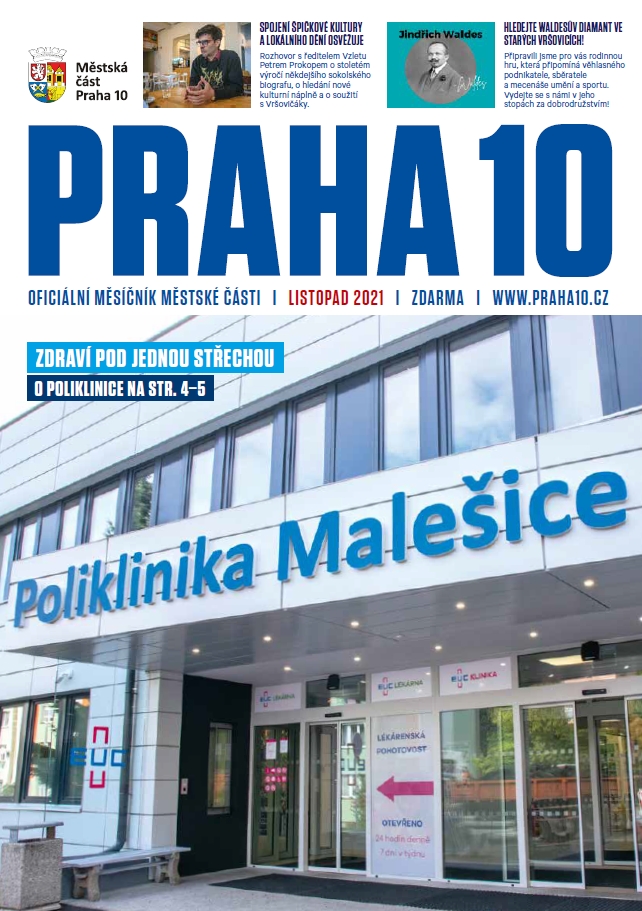 Titulní stránka novin Prahy 10 - listopad 2021