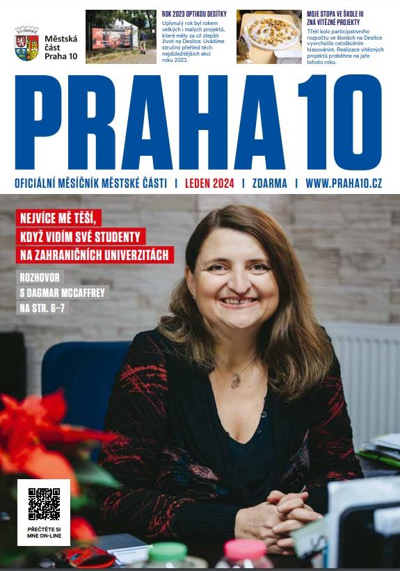 Titulní strana časopisu Praha 10 - leden 2024
