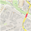 Mapa - uzavírka ulice V Korytech