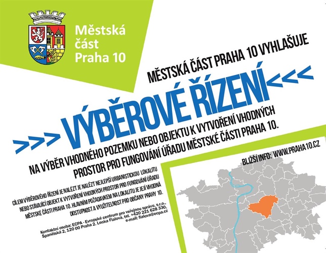 Výběrové řízení na výběr vhodného pozemku nebo objektu k vytvoření vhodných prostor pro fungování radnice Prahy 10