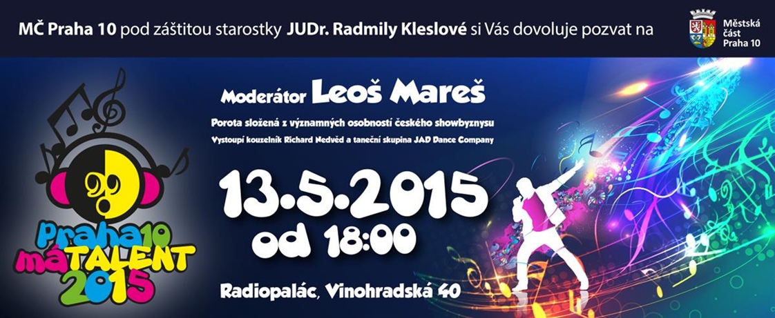 Dnes se koná finále Talentu Prahy 10, vítěz vystoupí na Májových slavnostech